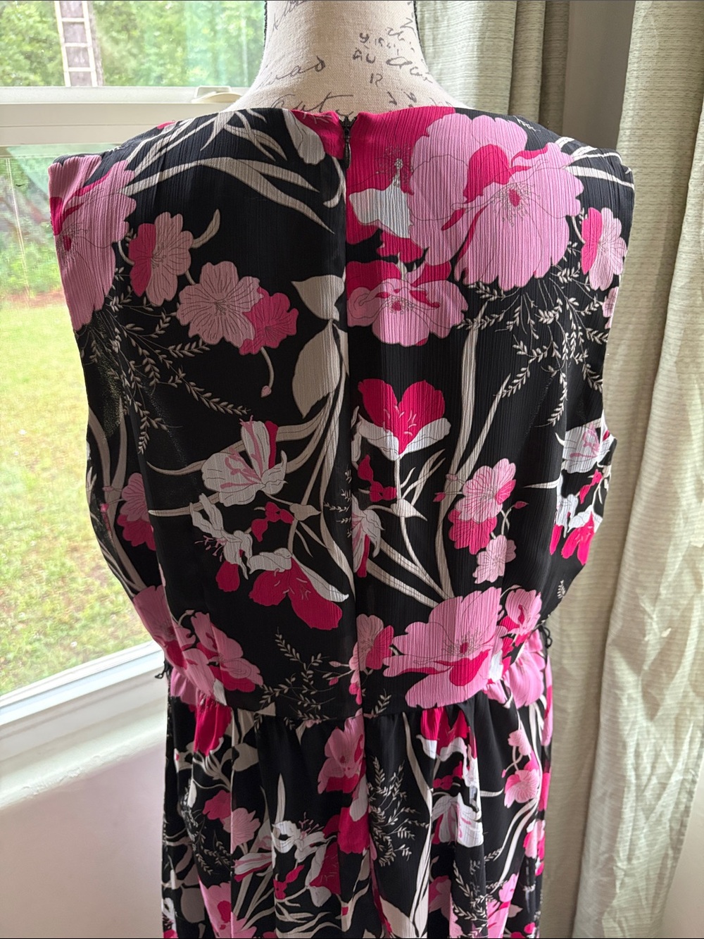 Studio I Black Midi Dress with Pink Floral Print - Picture 5 of 10